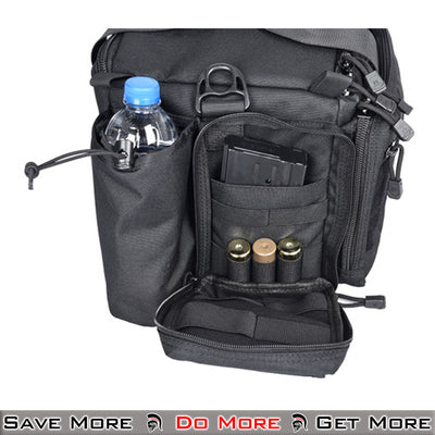 Lancer Tactical Weather Resistant Bag for Outdoor Use Black Side Open