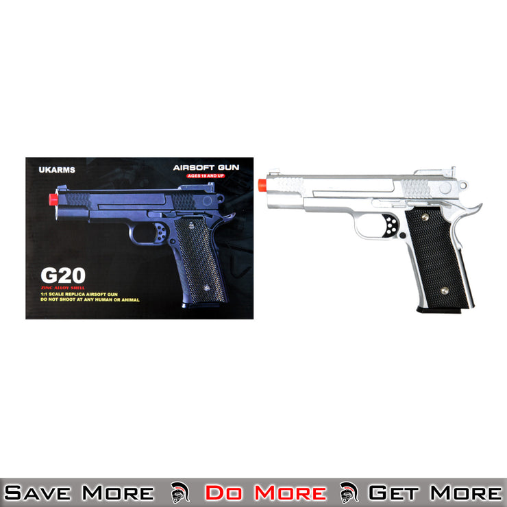 UK Arms G20S Metal Silver Spring Powered Airsoft Pistol
