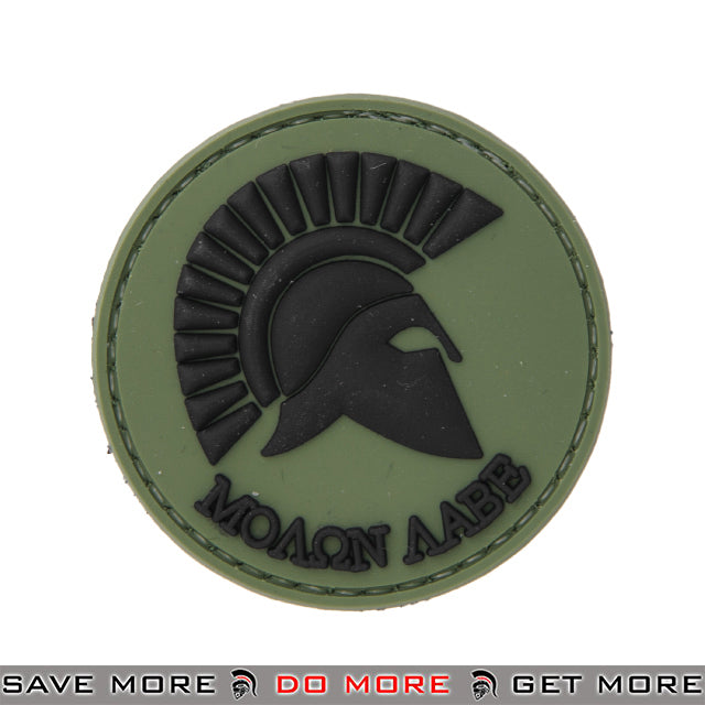 Lancer Tactical Velcro Morale Patch AC-110A - PVC Molon Labe Spartan Helmet, OD Green Patch- ModernAirsoft.com