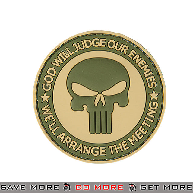 Lancer Tactical Velcro Morale Patch AC-130S - PVC God Will Judge, Tan & Green Patch- ModernAirsoft.com