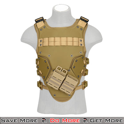 AMA Tactical Mag Strap Body Armor Airsoft Plate Carrier Tan Front