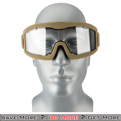 Lancer Tactical Airsoft Safety Goggles - Eye Protection Tan Front Model