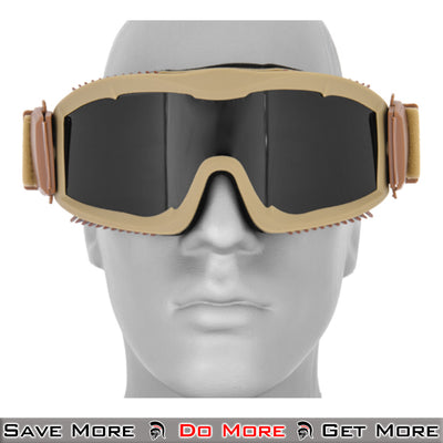 Lancer Tactical Airsoft Safety Goggles - Eye Protection Tan Tinted Front
