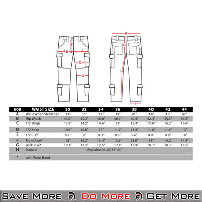 Condor Sentinel Tactical Pants Khaki, 34W X 34L Size Chart