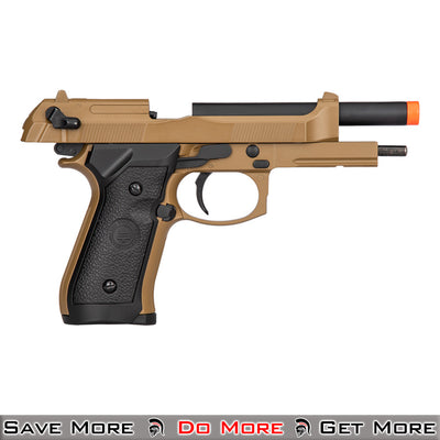 Double Bell M92 GBB Airsoft Gas Powered Pistol Gold Facing Right Slide Back