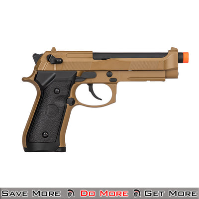 Double Bell M92 GBB Airsoft Gas Powered Pistol Gold Facing Right