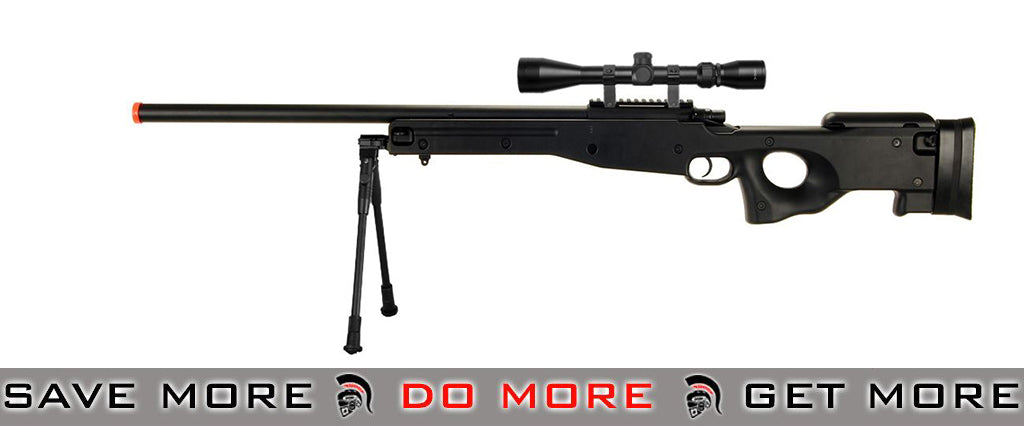 AGM Black Bolt Action Sniper Rifle w/ Scope & Bi-pod - ModernAirsoft
