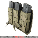 Lancer Tactical Nylon Triple MOLLE Mag Airsoft Pouches Olive Green Front Side