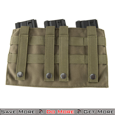 Lancer Tactical Nylon Triple MOLLE Mag Airsoft Pouches Olive Green Back
