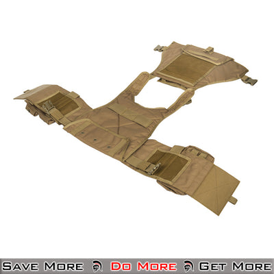 Lancer Tactical Vest Airsoft Tactical Plate Carrier Tan Taken Apart without Plate Carrier