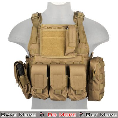 Lancer Tactical Vest Airsoft Tactical Plate Carrier Tan Front
