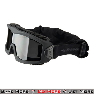Lancer Tactical Airsoft Safety Goggles - Eye Protection Black Tinted Angle