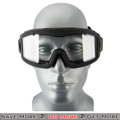 Lancer Tactical Airsoft Safety Goggles - Eye Protection Black Clear Front on On Model