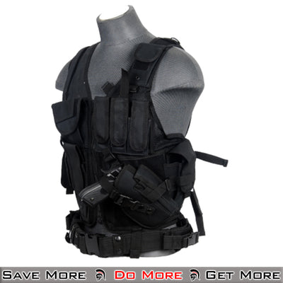 Lancer Tactical Cross Draw Airsoft Vest Plate Carrier Back Front Side