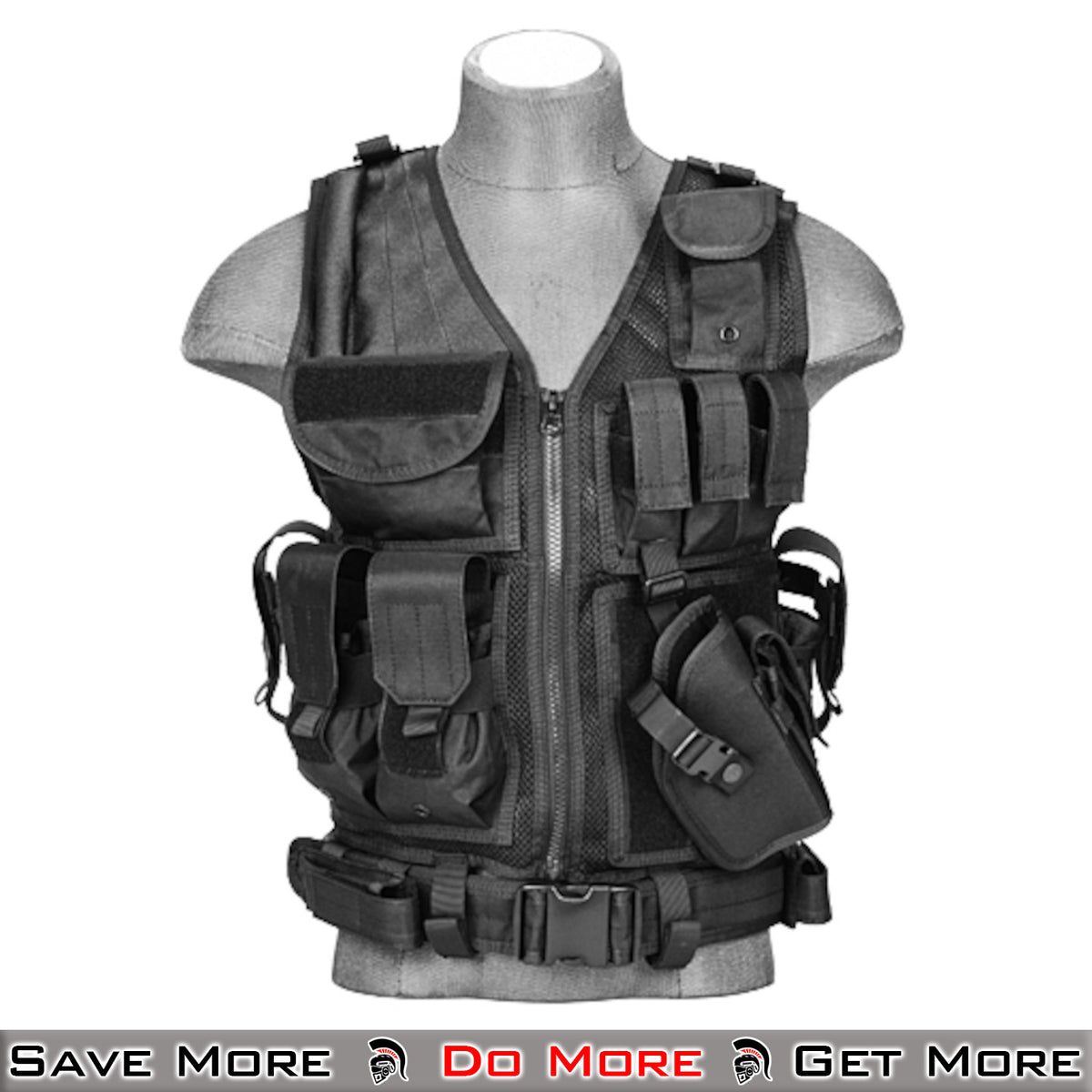 Lancer Tactical Nylon Cross Draw Vest With Holster ( Camo Tropic )