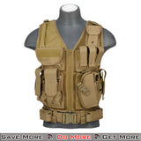 Lancer Tactical Cross Draw Airsoft Vest Plate Carrier Tan Front