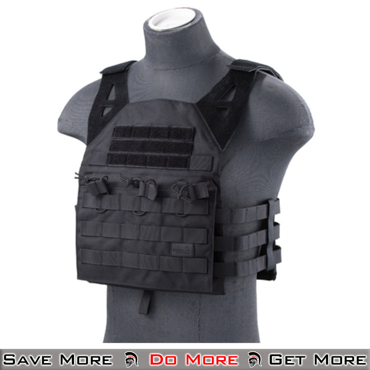 Lancer Tactical MOLLE Airsoft Vest Plate Carrier Black Front Angle
