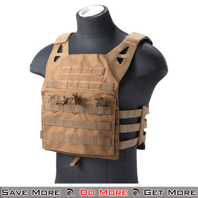 Lancer Tactical MOLLE Airsoft Vest Plate Carrier Tan Front Angle