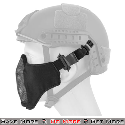 TMC PDW Mesh Black Airsoft Half Mask for Face Protection With Helmet Left