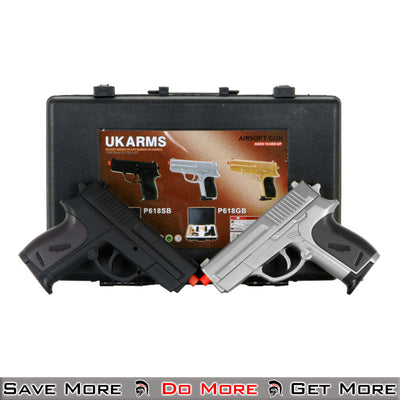 UK Arms Pistol Pack - Black / Silver Spring Airsoft Gun