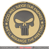 UK Arms Airsoft Tactical PVC Patch "God Will Judge Our Enemies''  Tan