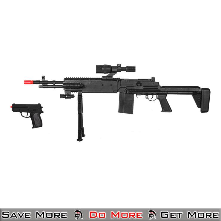 UK Arms Rifle w/ Attachments & Pistol Airsoft Spring Gun Left