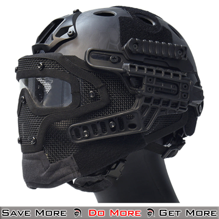 Airsoft mask Wosport with mesh and neck protection, black 