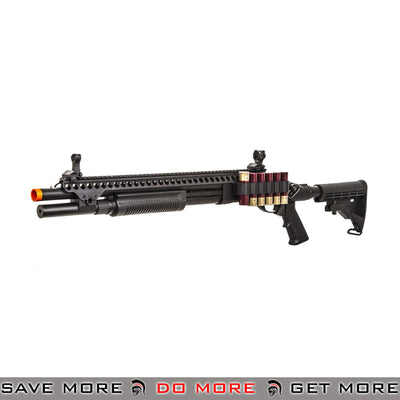 JAG Arms Scattergun SP Railed Airsoft Gas Shotgun Gun w/ Side Saddle - BLK