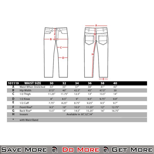 Cipher Pants Size Chart