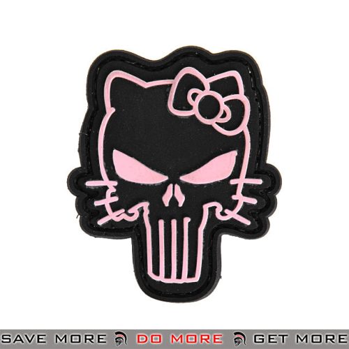 Lancer Tactical Velcro Morale Patch AC-110B - PVC Punisher Kitty, Pink & Black Patch- ModernAirsoft.com