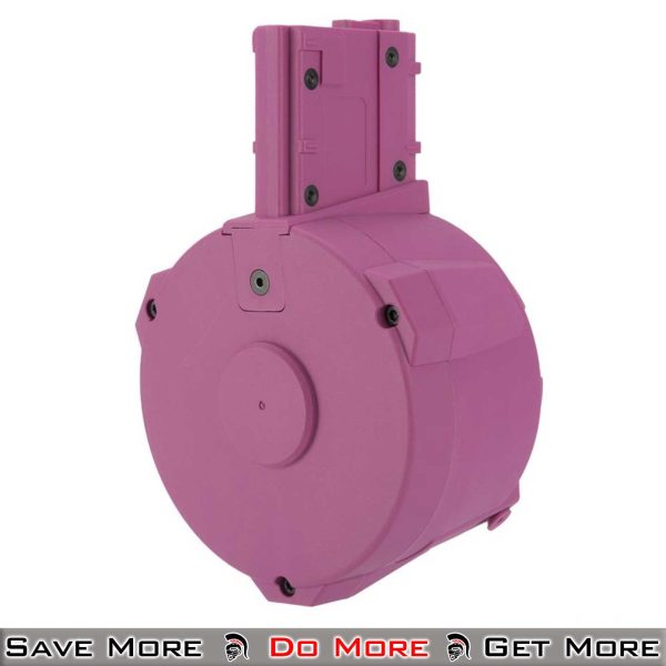 Angel Custom 1500 Rnd Airsoft AEG Drum Flashmag Hot Pink Back Angle View