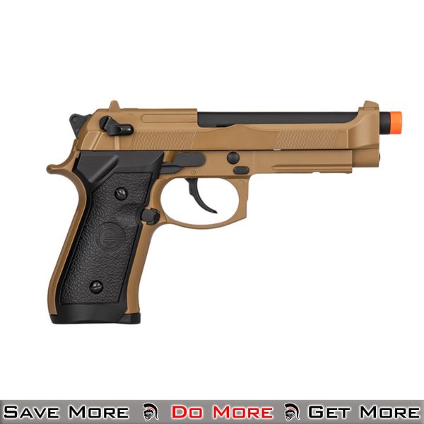 Double Bell M92 GBB Airsoft Gas Powered Pistol Gold Facing Right