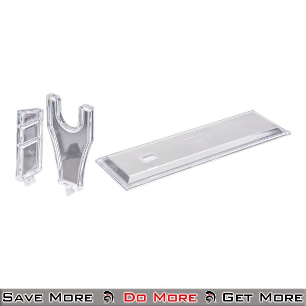 Double Bell Transparent Polymer Pistol Display Stand Taken Apart