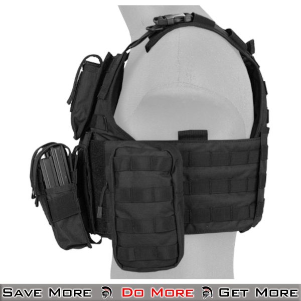 Lancer Tactical Vest Airsoft Tactical Plate Carrier Black Side