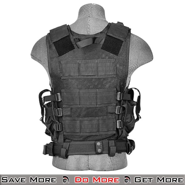 Lancer Tactical Cross Draw Airsoft Vest Plate Carrier Black Back