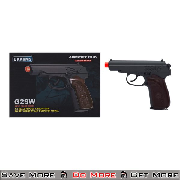 UK Arms G29 Metal Spring Powered Airsoft Pistol Wood Box