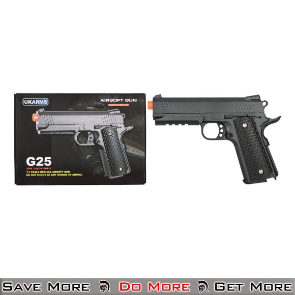 UK Arms G25B Pistol, 8.5'' Spring Powered Airsoft Gun Box