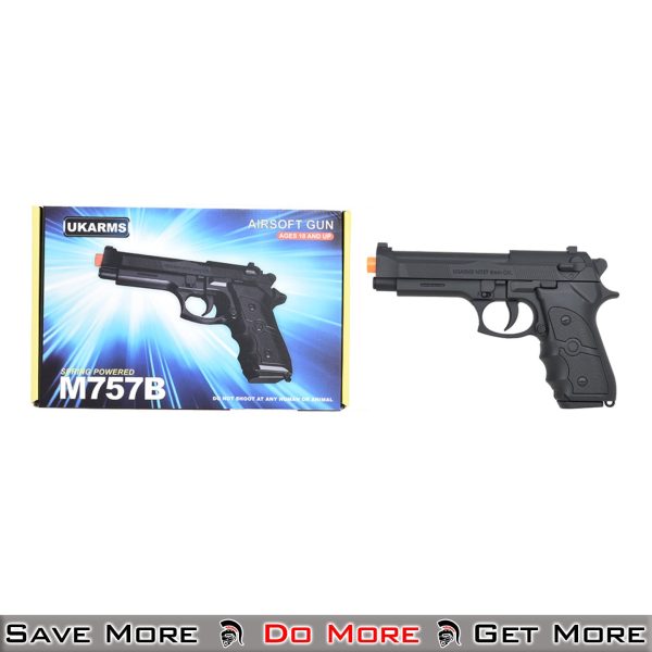 UK Arms M757B M9 (BLACK) Spring Powered Airsoft Gun With Box