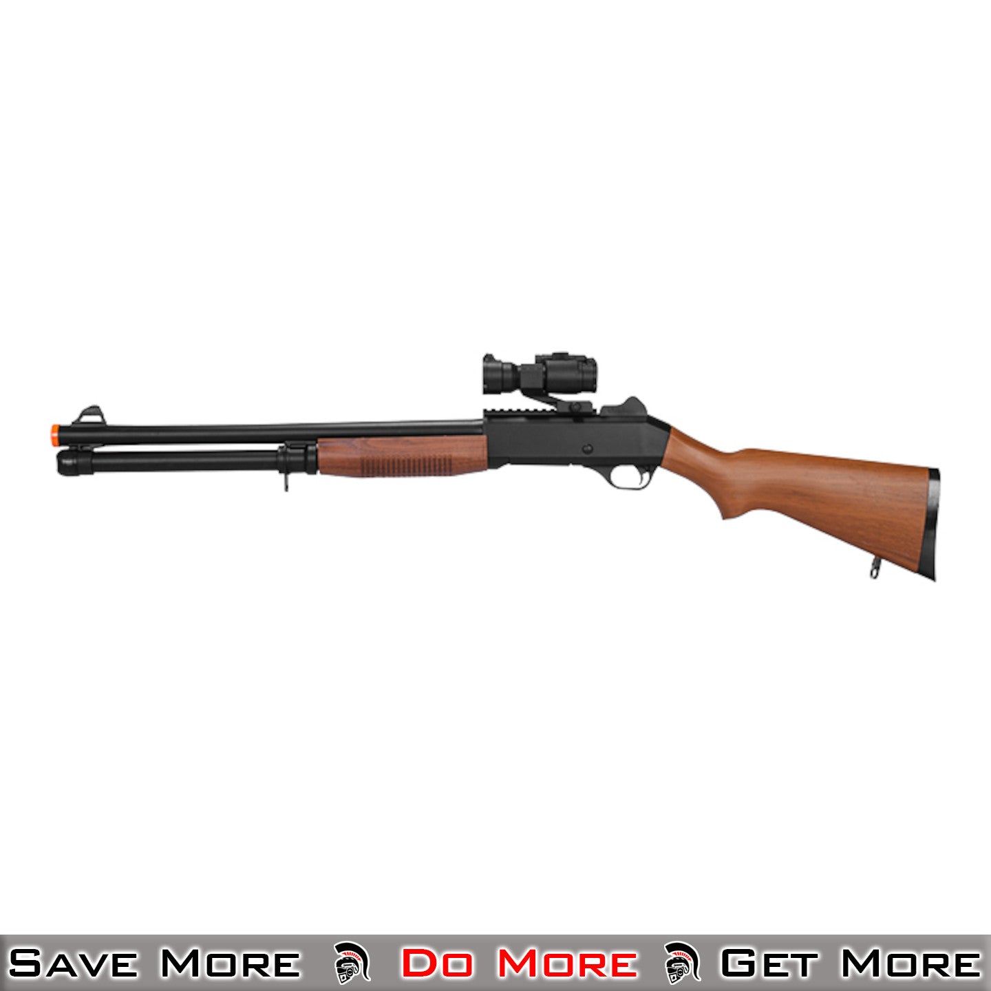 UK Arms Spring Shotgun (Color: Wood) Pump Action Tactical Airsoft Spring Shotgun Left