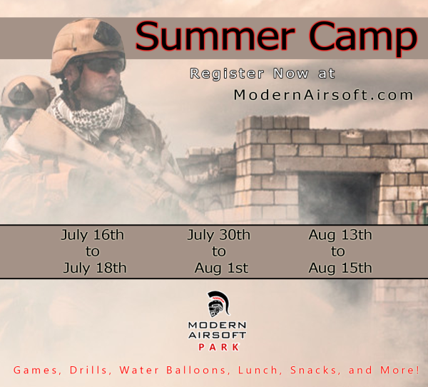 Modern Airsoft Park Summer Boot Camp for Kids Under 16 July 30- August 1